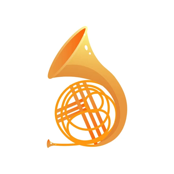 Trompeta de bajo metal dorado instrumento musical moderno — Vector de stock