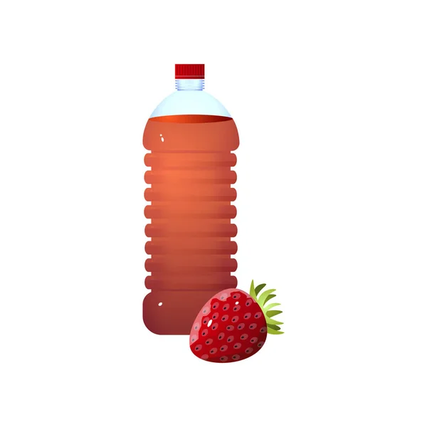 Organic plastic bottle of fresh eco strawberry vinegar — Stock Vector