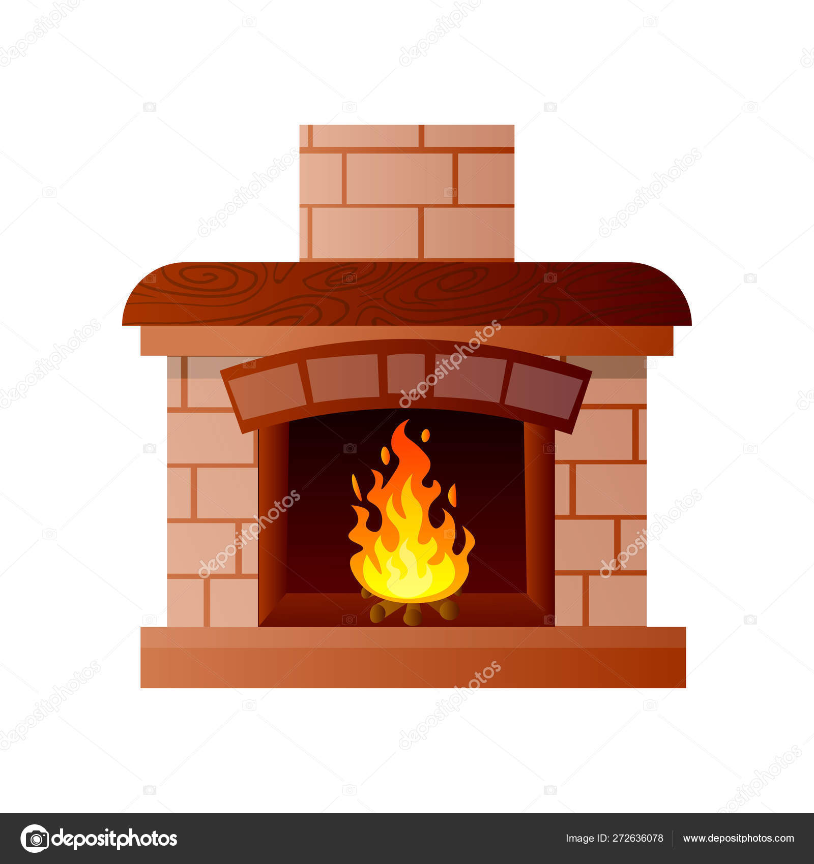 불타는 돌과 나무 재료에서 집 벽난로 스톡 벡터 - ©greenpic.studio 272636078, image size:1600x1700