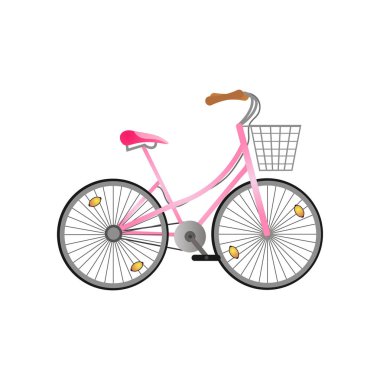 Metal sepet ve pembe koltuk ile pembe metal kadın bisiklet