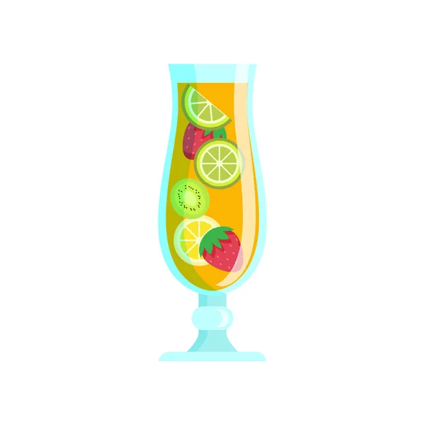 Cocktail mix of tropical fruits juice, lime, kiwi, lemon — Stock Vector