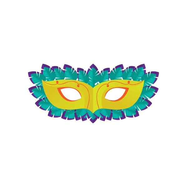 Masque traditionnel de carnaval avec autour des plumes et de la couleur verte — Image vectorielle