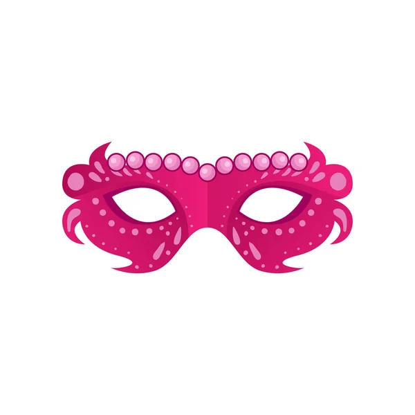 Pink colorful carnival mask with jewelry pearls and ornament — Stock Vector