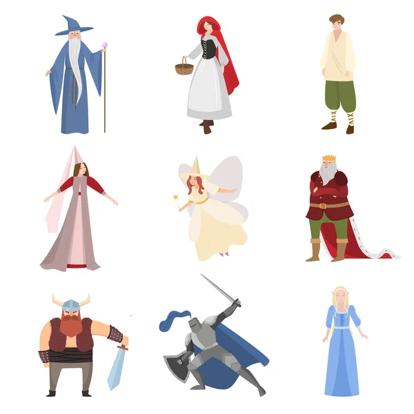 Ensemble de différents personnages de conte de fées, personnages, enfance — Image vectorielle