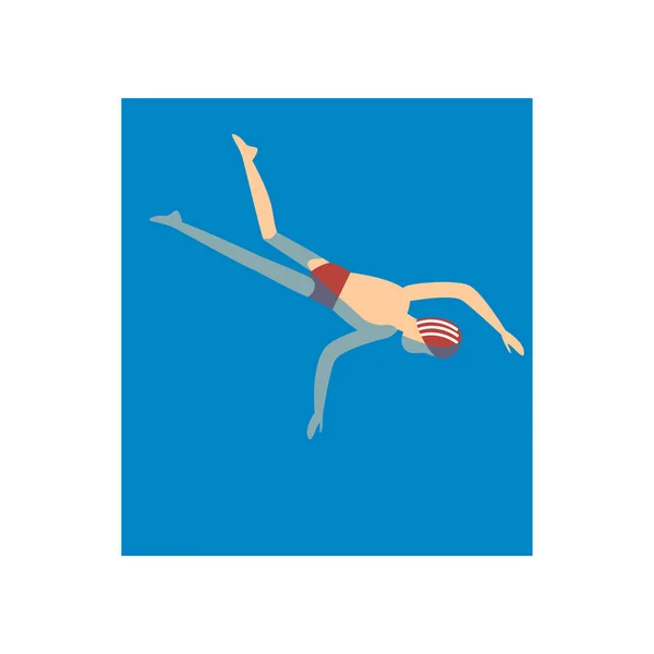 Niño en traje de baño deportivo nadando en la piscina de la ciudad — Archivo Imágenes Vectoriales
