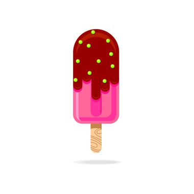 Çikolata krem ile ahşap sopa üzerinde tatlı Canlandırıcı Pembe Eskimo