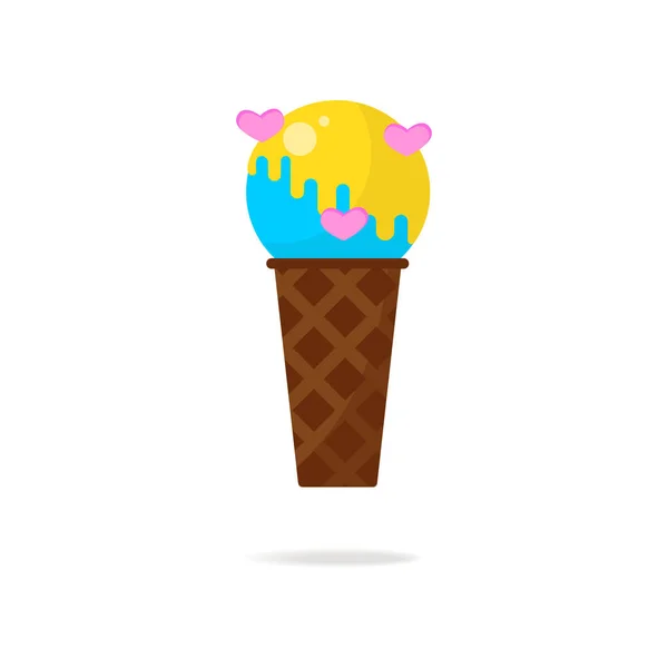 Cono de helado de chocolate con cono azul con miel amarilla — Vector de stock