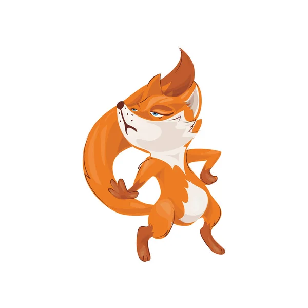 Aranyos vörös róka megtagadja táncolni más személlyel — Stock Vector