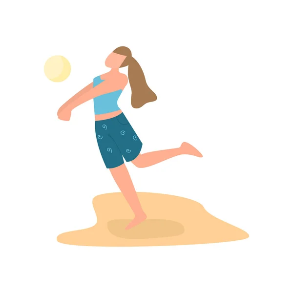 Süße junge Studentin spielt Beachvolleyball — Stockvektor