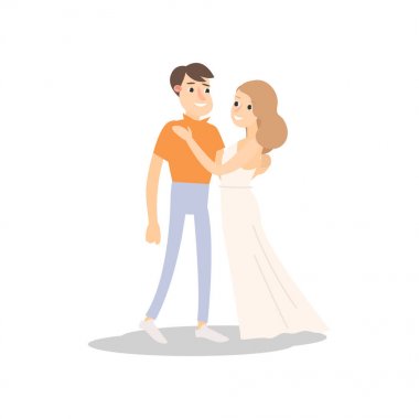 Gece olay mutlu romantik genç çift dans ediyor