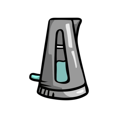 Yarım su hacmi ile siyah renkli elektrikli su ısıtıcısı