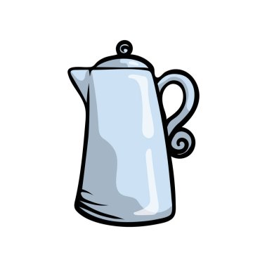 Mavi renk porselen çaydanlık, mutfak aracı kullanarak