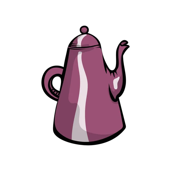 Фиолетовый цвет фарфора или керамического материала чайник для дома — стоковый вектор