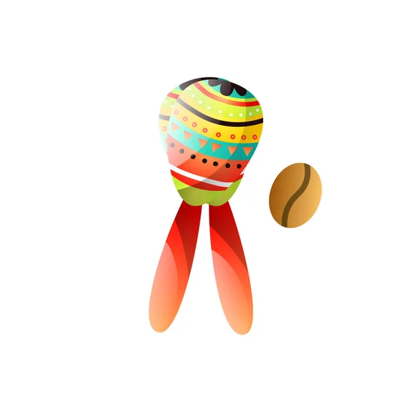 Farbenfrohe Maracas brasilianisches Musikinstrument mit Kaffeebohne — Stockvektor