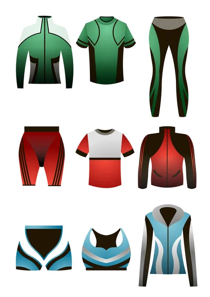 男性と女性のためのカラフルなスポーツサーマル服のセット — ストックベクタ