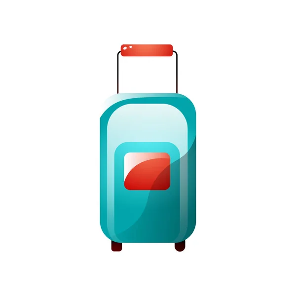 Bolsa de viaje de color azul con ruedas y asa roja — Vector de stock