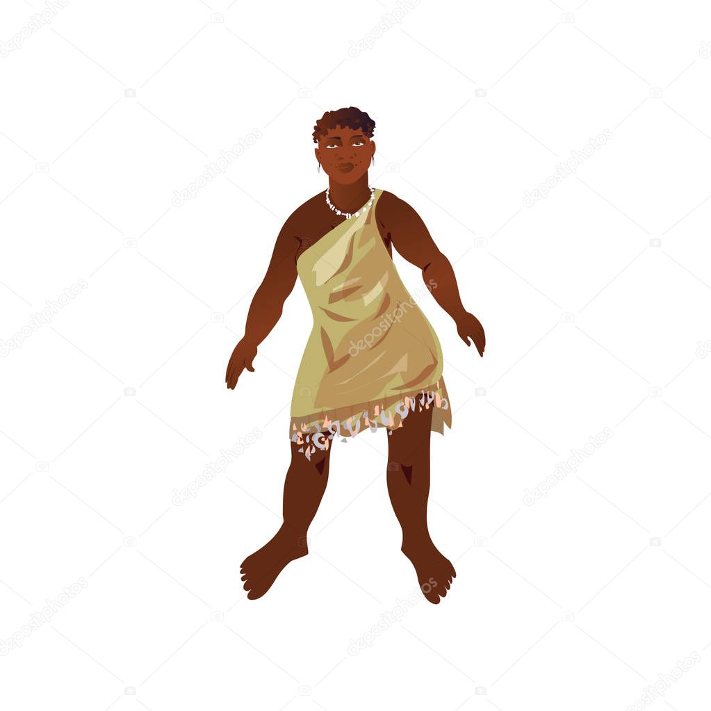 Cute happy african aborigine in cute national textile clothes