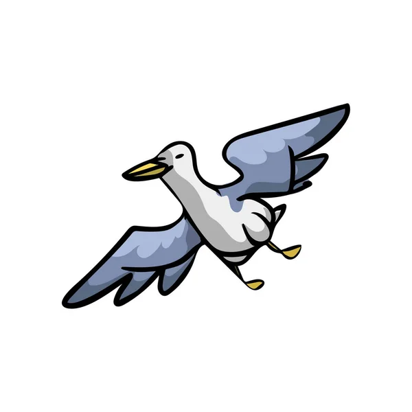 Океанская чайка с голубыми крыльями летит в глубоком небе — стоковый вектор