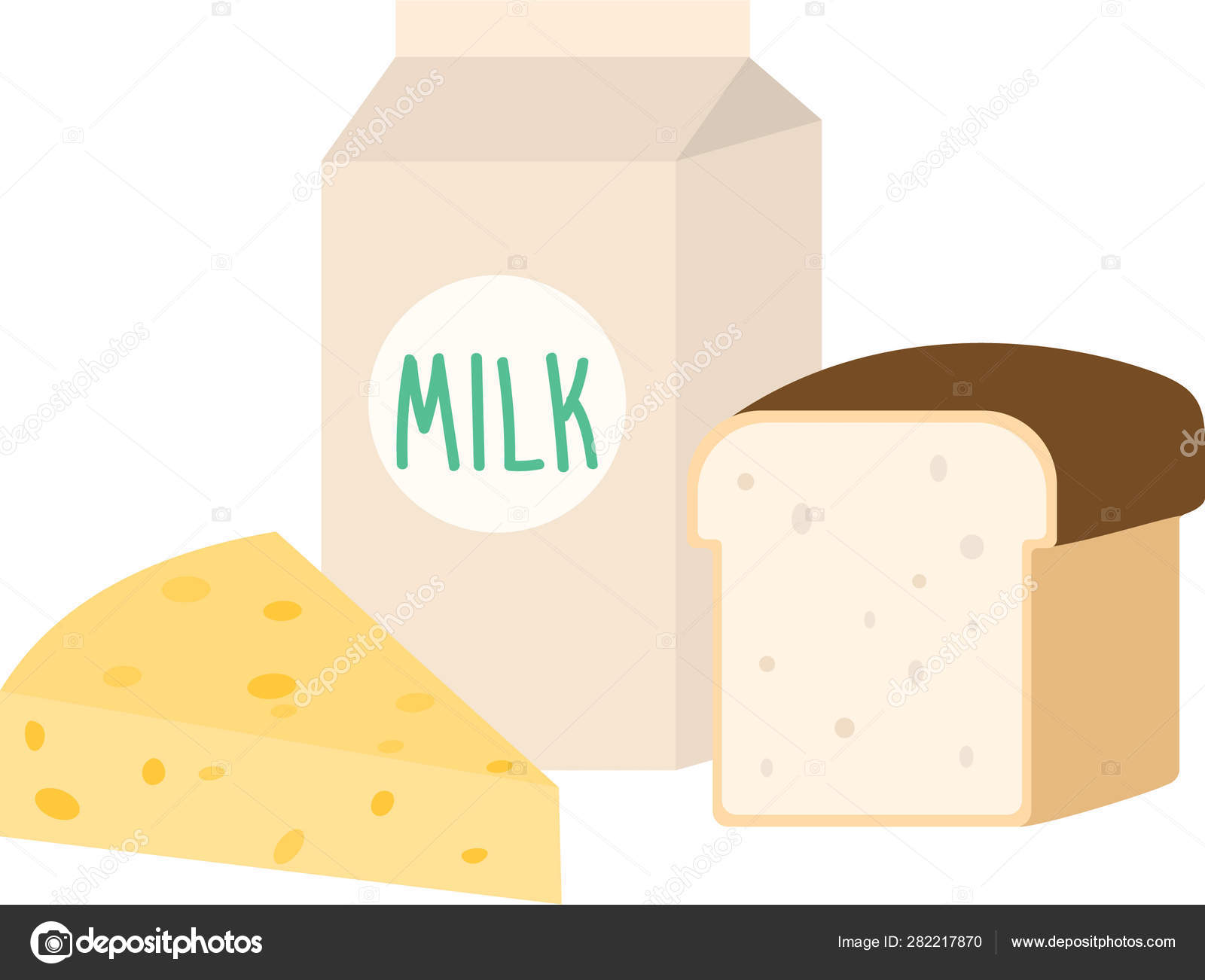 Eco food package of tetra pack milk with cheese and bread Stock Vector  Image by © #282217870