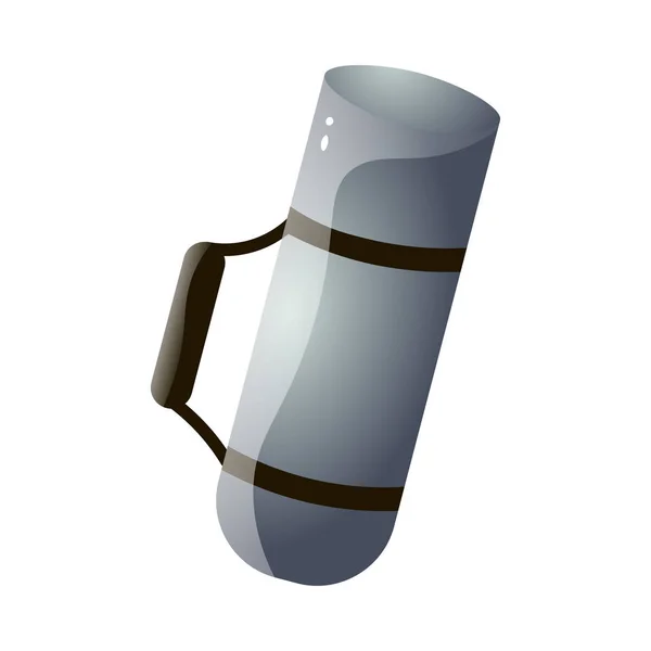 Bouteille thermos en métal pour camping ou randonnée, couleur grise — Image vectorielle