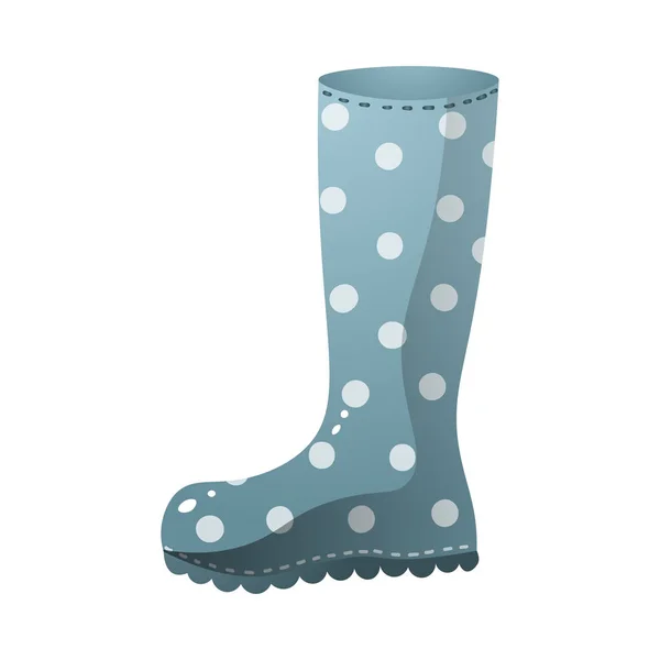 Botas de lluvia de color azul diseño punteado blanco — Vector de stock