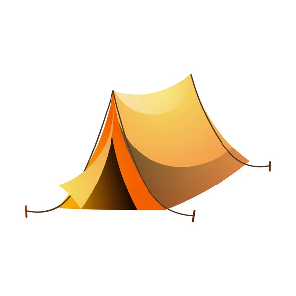 Camping ou caminhadas tenda de cor amarela, material impermeável —  Vetores de Stock