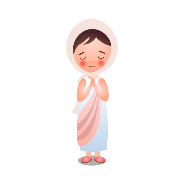 Милая девочка остаться и помолиться Богу — стоковый вектор