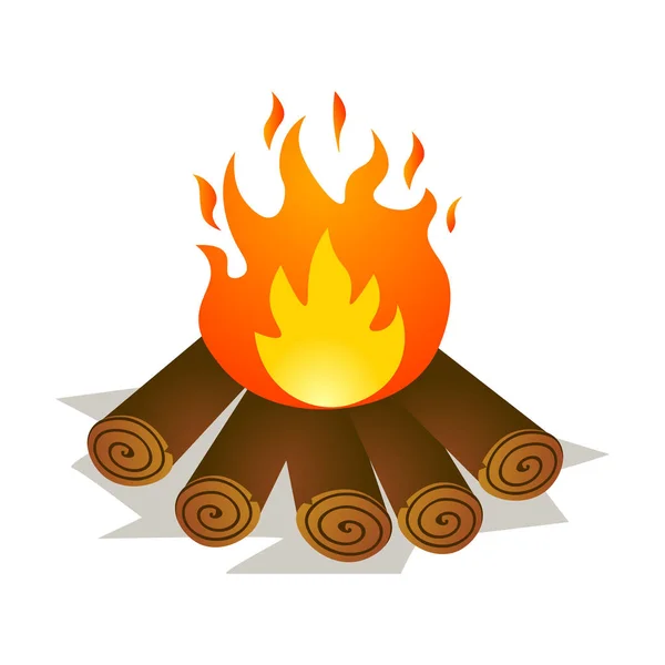 Brûler un petit feu de camp avec du bois coupé dans une forêt sauvage — Image vectorielle