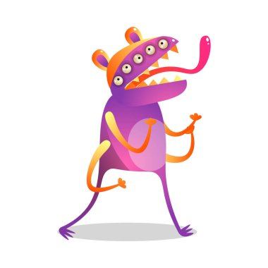 Beş gözleri ve dört el ile Alien renkli canavar