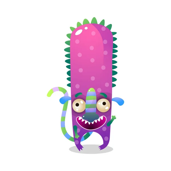 Cute pink monster with big long head and tail — Stock Vector
