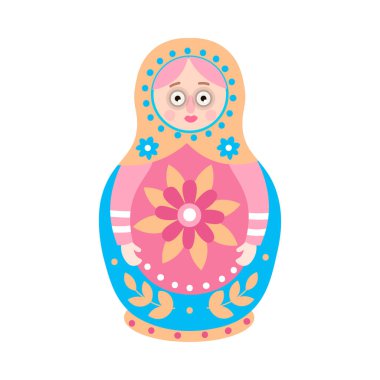 Geleneksel etnik Rus yuvalama bebek, çiçek tasarım