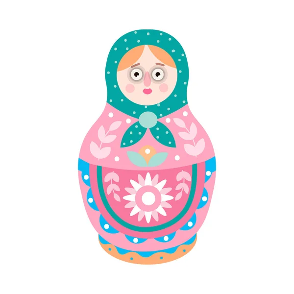 Culture ethnic colorful nesting doll with flower design — Stock Vector