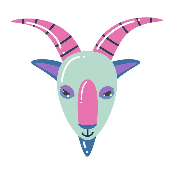 Cabeza de cabra colorida, signo del zodíaco capricornio, diseño moderno — Vector de stock