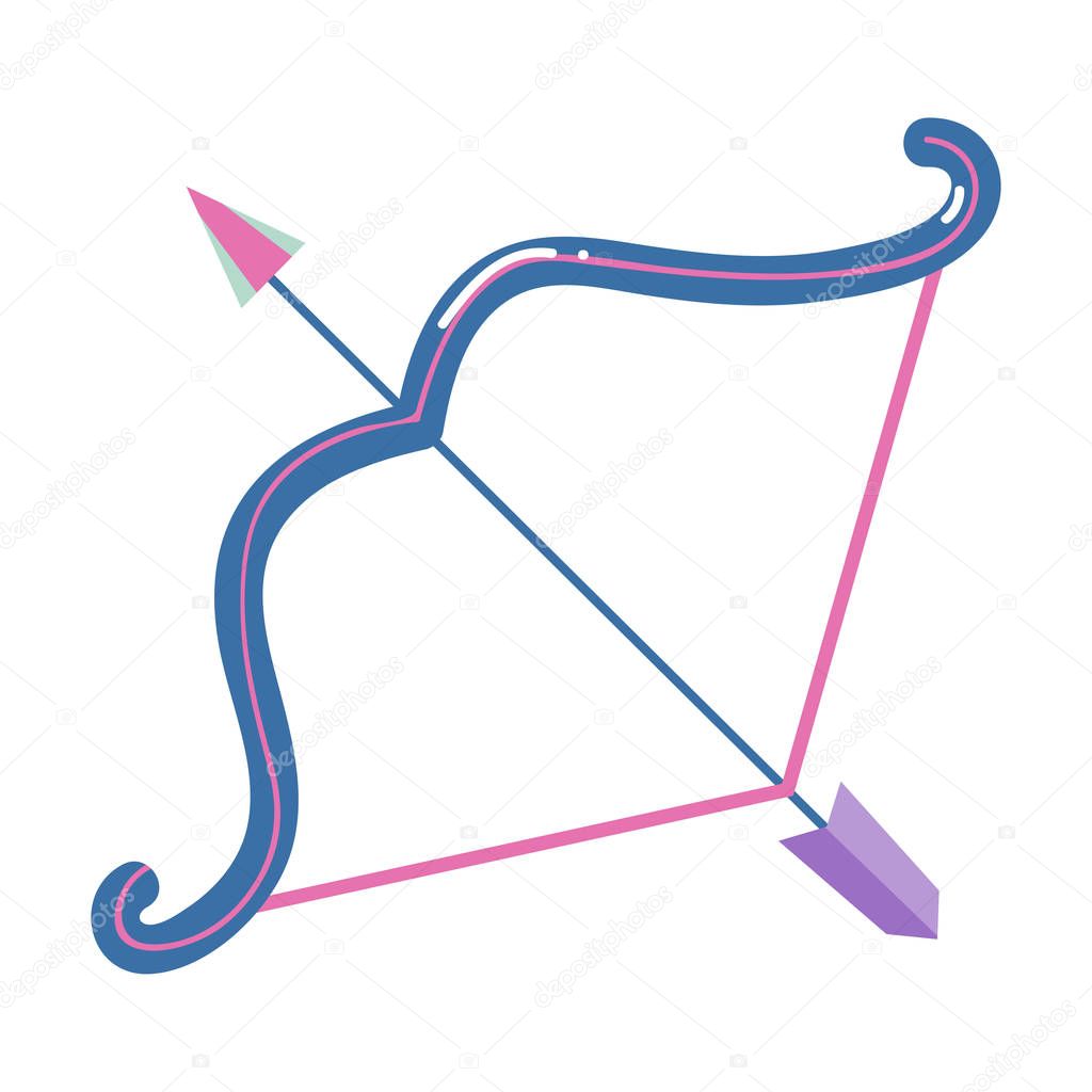 Colorful arch bow with arrow, sagittarius zodiac sign