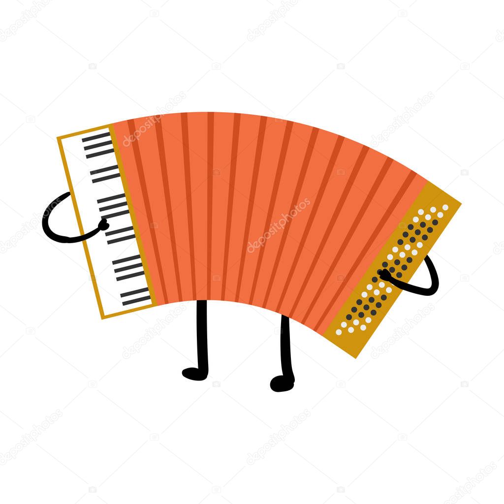 Cute russian red color accordion funny character