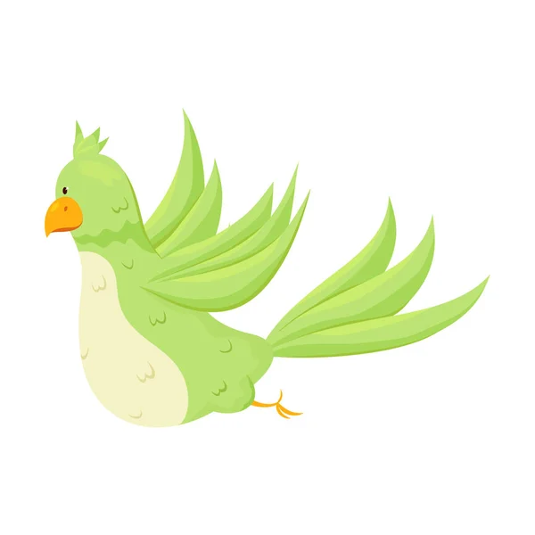 Sladký šťastný zelený papoušek odlétající z džungle — Stockový vektor