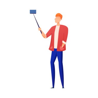 Moda ceket sevimli kırmızı saçlı çocuk selfie yapmak