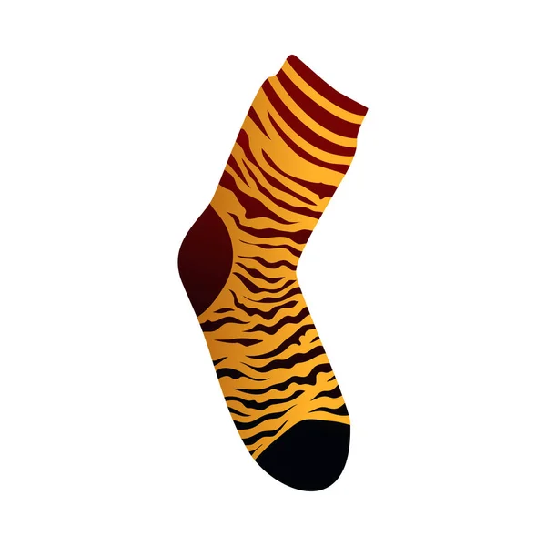 Κίτρινη τίγρη εκτύπωση σε υφαντικές γυναίκες κάλτσα για καθημερινή χρήση — Διανυσματικό Αρχείο