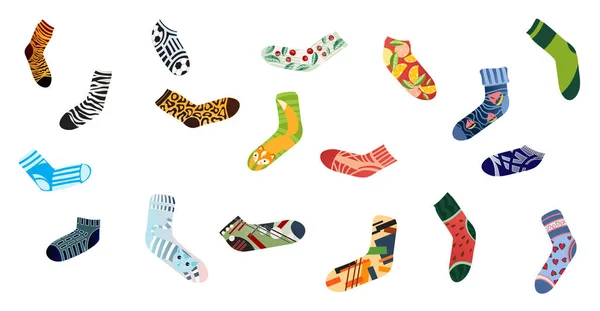 Conjunto de calcetines coloridos para hombre y mujer, diseño textil — Vector de stock