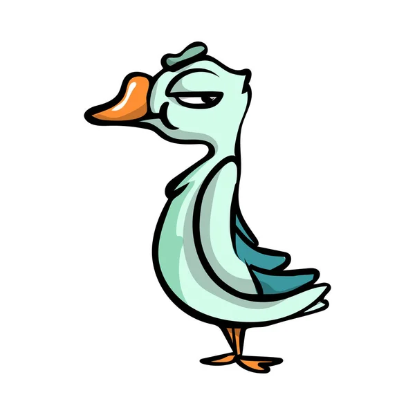 Lindo pájaro divertido de color azul con diferentes emociones y un pico naranja . — Vector de stock