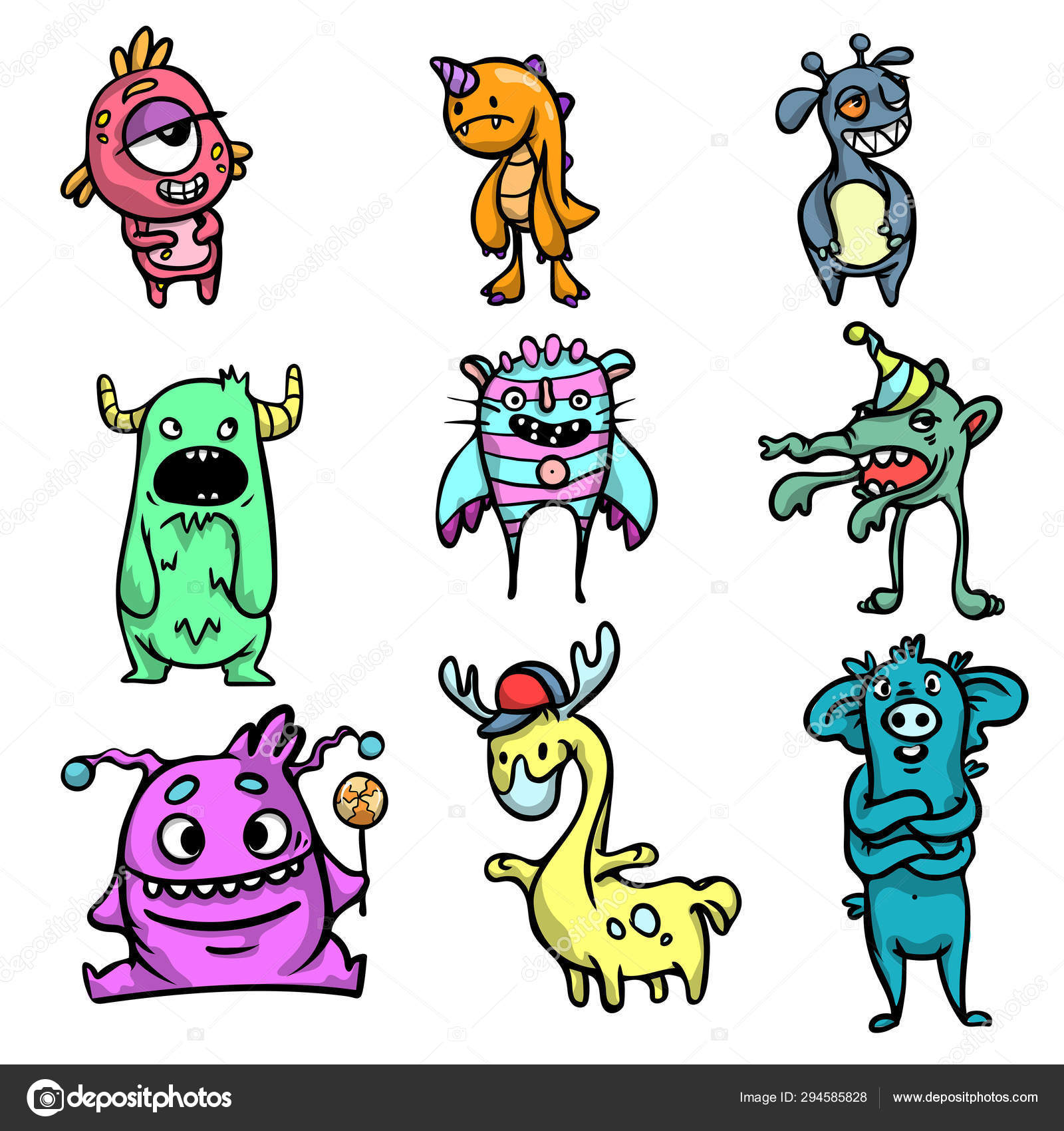 Beautiful funny and cute cartoon monsters from children s cartoons and coloring books. Stock Vector Image by © #294585828 Beautiful funny and cute cartoon monsters from children s cartoons and coloring books. Stock Vector Image by © #294585828