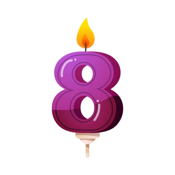 Antal åtta födelsedagskalas, jubileums ljus. ClipArt, realistisk 3D raster illustration — Stock vektor