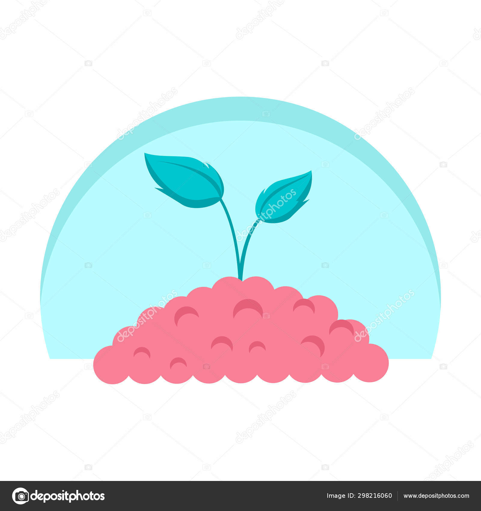 땅 더미에 녹색 새싹. 묘목 심기. 래스터 일러스트 클립아트 디자인 스톡 벡터 - ©greenpic.studio 298216060, image size:1600x1700