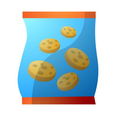 Bag of biscuit, cookie or crackers.Colorful raster illustration in flat cartoon style clipart