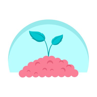 Toprak yığınında yeşil filiz. Fidan dikimi. Raster illüstrasyon clipart tasarım