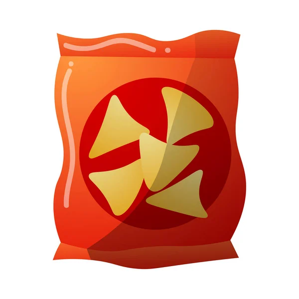 Zak chips. Kleurrijke raster illustratie in platte cartoon stijl — Stockvector