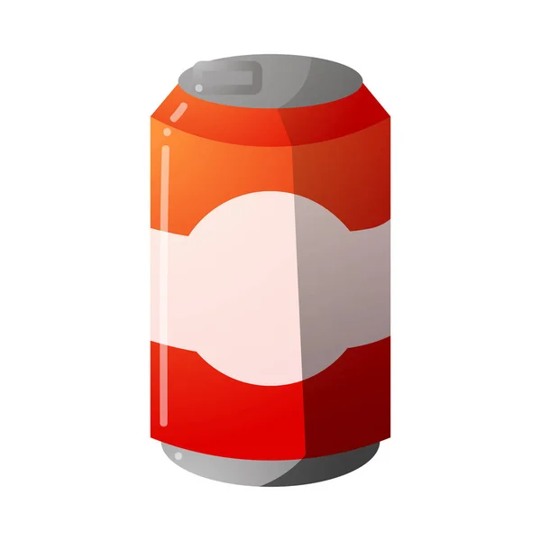 Lata roja para agua de soda. Ilustración de trama colorida en estilo clipart plano — Vector de stock