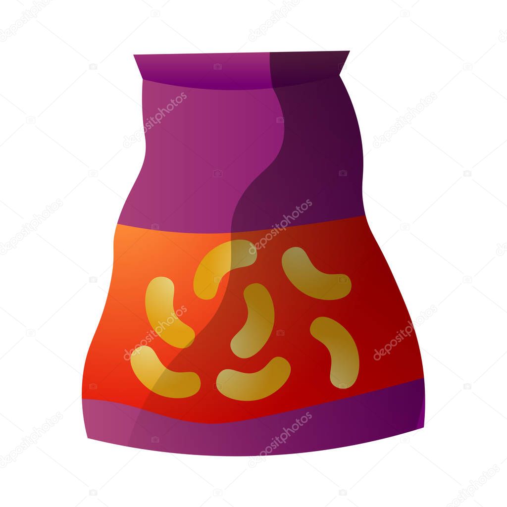 Pouche of peanut.Colorful raster illustration in flat cartoon style