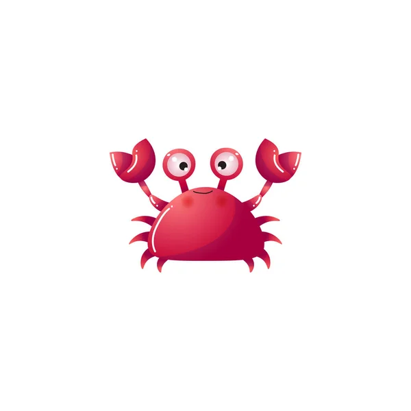 Grappige rode krab. Onderwater schepsel. Raster illustratie in de platte cartoon stijl. — Stockvector