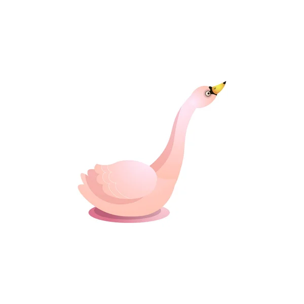 Schattig roze zwemmen zwaan. Raster illustratie in de platte cartoon stijl — Stockvector